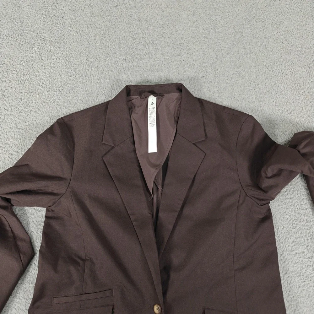 Lululemon Blazer Womens Medium Brown Relaxed-Fit Twill Business Casual Jacket - Picture 7 of 11